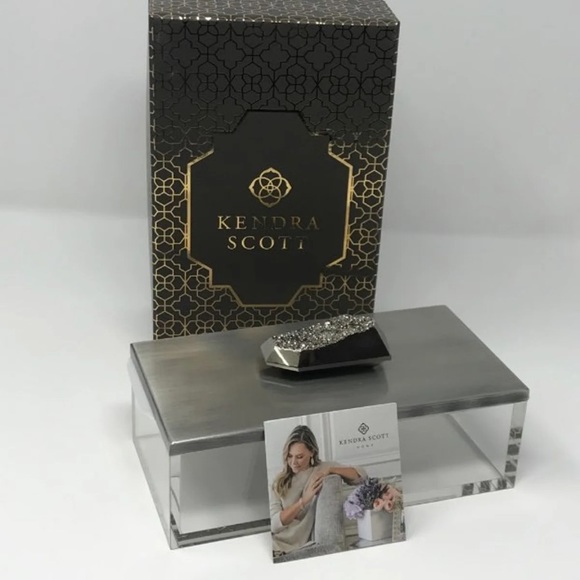 NWT Kendra Scott Antique Silver Drusy Acrylic Box! - Picture 2 of 11